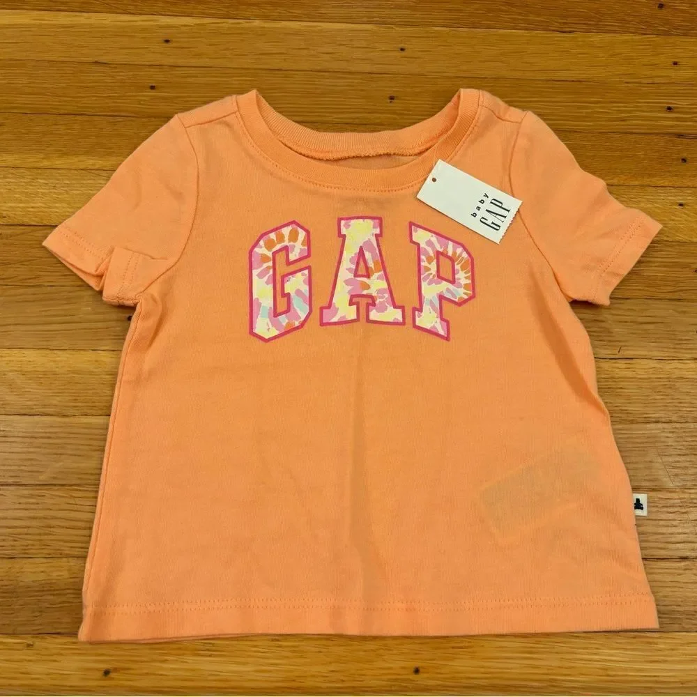Gap orange tie dye letters short sleeve tee shirt NWT
